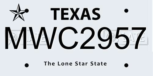 MWC2957 Texas License Plate