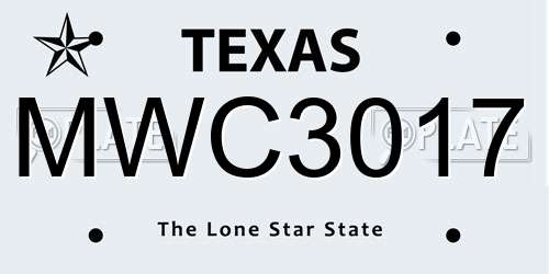 MWC3017 Texas License Plate