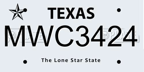 MWC3424 Texas License Plate