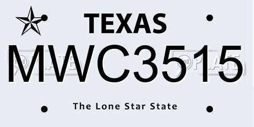 MWC3515 Texas License Plate
