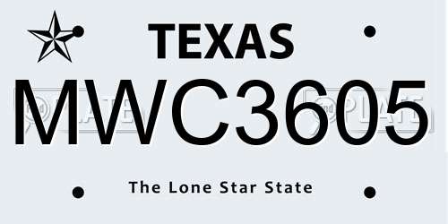 MWC3605 Texas License Plate
