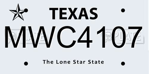 MWC4107 Texas License Plate