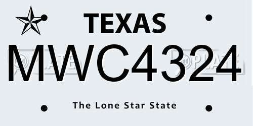 MWC4324 Texas License Plate