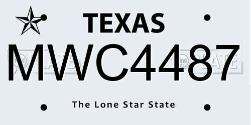 MWC4487 Texas License Plate