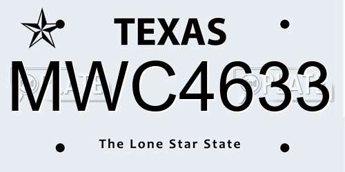 MWC4633 Texas License Plate