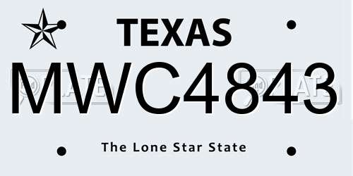 MWC4843 Texas License Plate