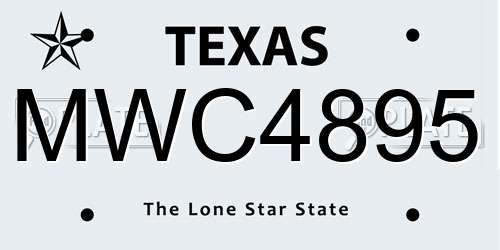 MWC4895 Texas License Plate