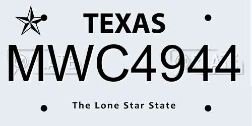 MWC4944 Texas License Plate