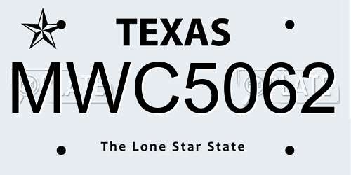 MWC5062 Texas License Plate