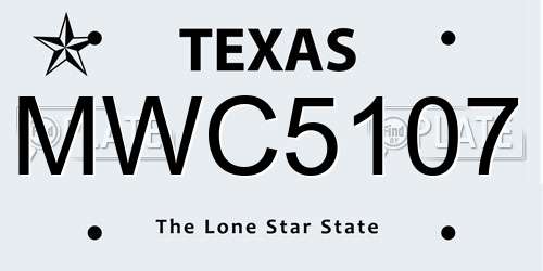 MWC5107 Texas License Plate
