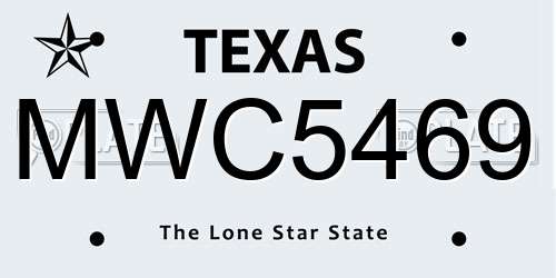 MWC5469 Texas License Plate