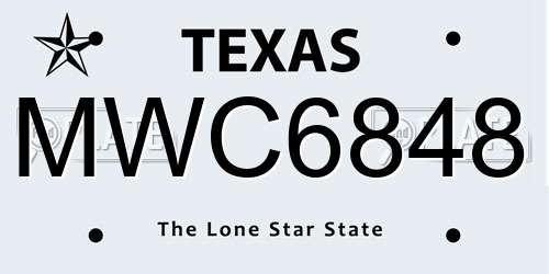 MWC6848 Texas License Plate