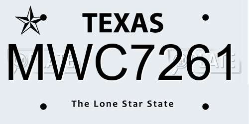 MWC7261 Texas License Plate