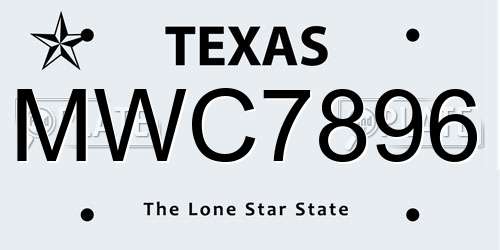 MWC7896 Texas License Plate