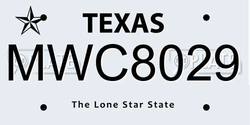 MWC8029 Texas License Plate
