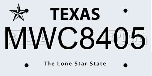MWC8405 Texas License Plate