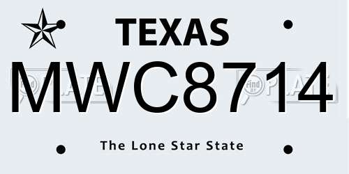 MWC8714 Texas License Plate
