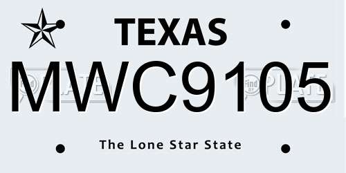 MWC9105 Texas License Plate