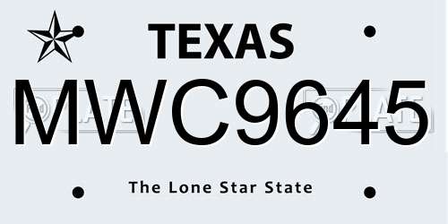 MWC9645 Texas License Plate