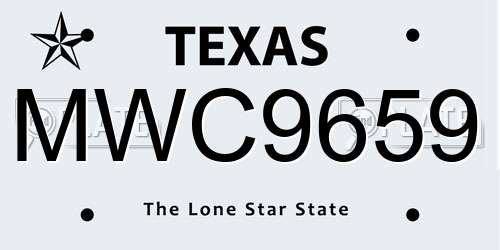 MWC9659 Texas License Plate