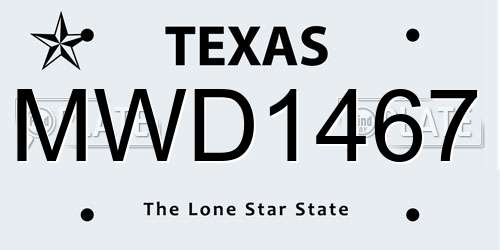 MWD1467 Texas License Plate