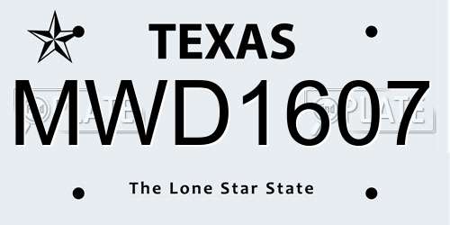 MWD1607 Texas License Plate