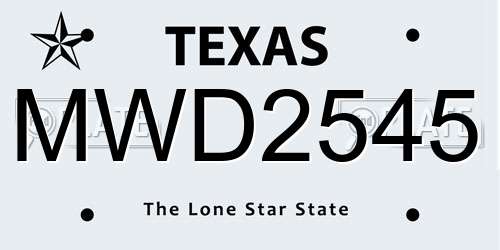 MWD2545 Texas License Plate