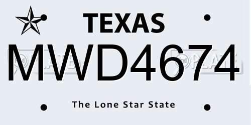 MWD4674 Texas License Plate