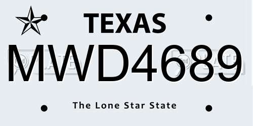 MWD4689 Texas License Plate