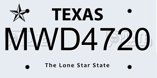 MWD4720 Texas License Plate