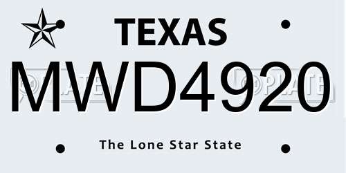 MWD4920 Texas License Plate
