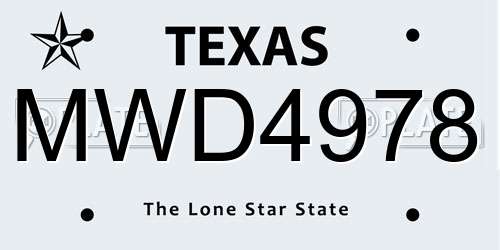 MWD4978 Texas License Plate