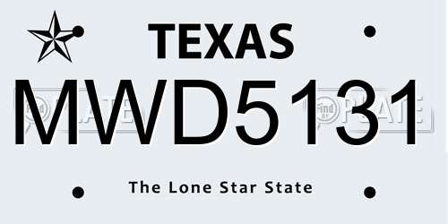 MWD5131 Texas License Plate