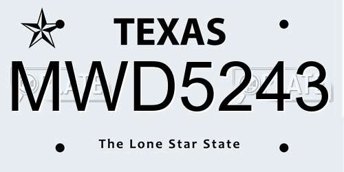 MWD5243 Texas License Plate