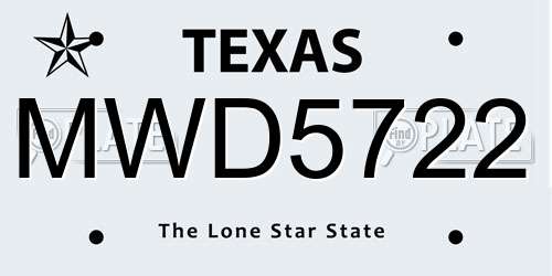 MWD5722 Texas License Plate