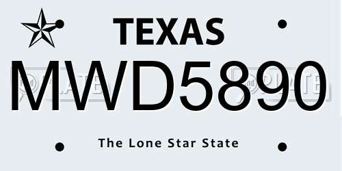 MWD5890 Texas License Plate
