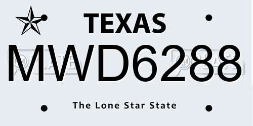 MWD6288 Texas License Plate