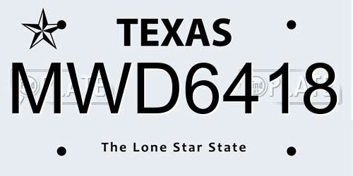 MWD6418 Texas License Plate
