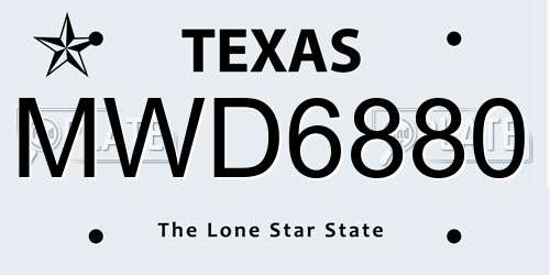 MWD6880 Texas License Plate