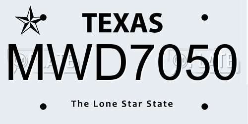 MWD7050 Texas License Plate