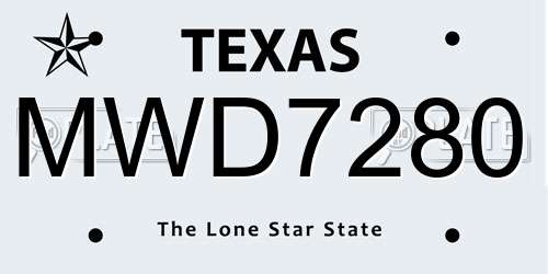 MWD7280 Texas License Plate