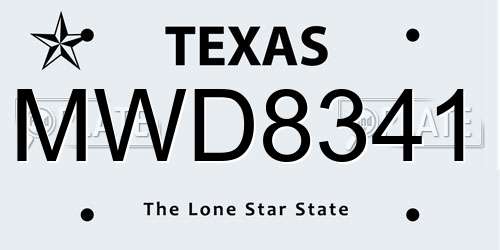 MWD8341 Texas License Plate