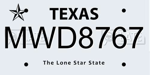 MWD8767 Texas License Plate