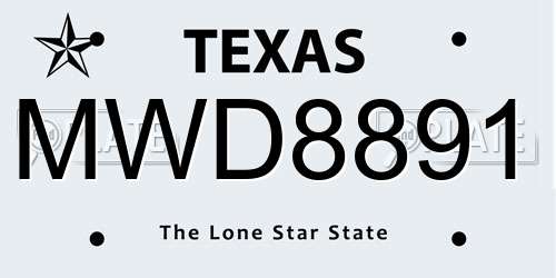 MWD8891 Texas License Plate