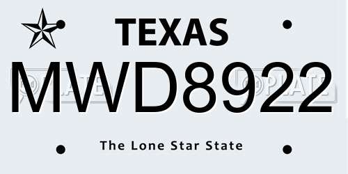 MWD8922 Texas License Plate