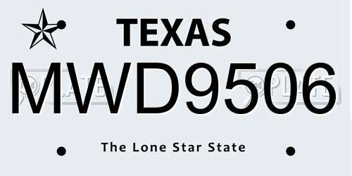 MWD9506 Texas License Plate