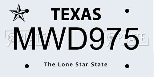 MWD975 Texas License Plate