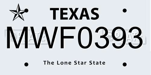 MWF0393 Texas License Plate