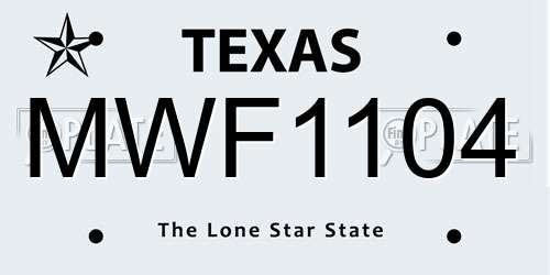 MWF1104 Texas License Plate