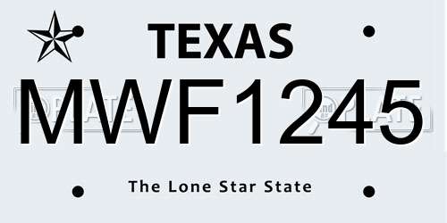 MWF1245 Texas License Plate
